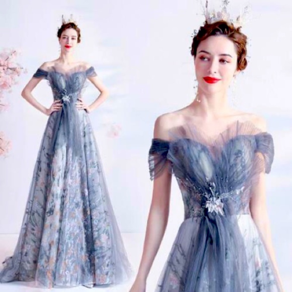 Long Gray Prom Dress